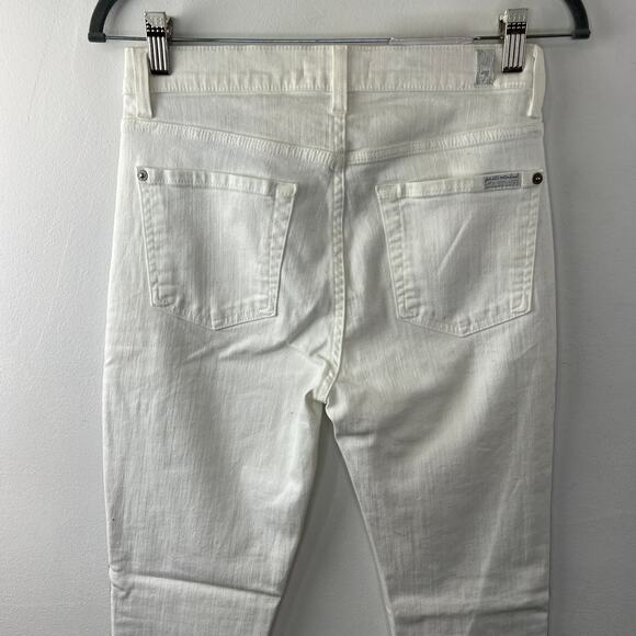 7 FOR ALL MANKIND White Cotton Side Stripe High Rise Ankle Skinny Jeans 27 NEW - Picture 5 of 12